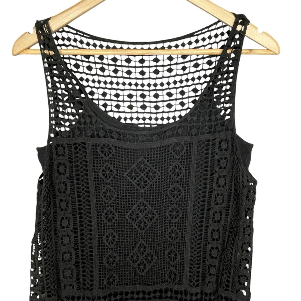 Lauren Ralph Lauren Boho Crochet Knit Fringe Dress Sz M Lace Festival Cover Up - Picture 3 of 9